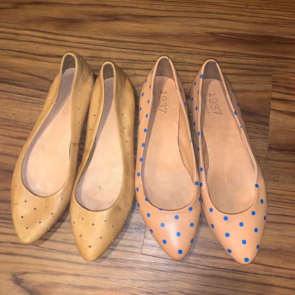Madewell Tan and Beige Flats with Polka Dots